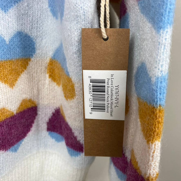 NWT Women's Dreamers by Debut Heart Pattern Pullover Sweater Multicolor Large - Picture 9 of 11